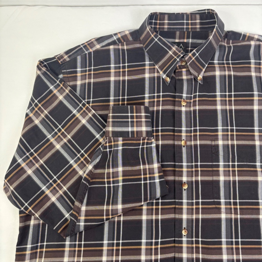 JOS A BANK Traveler's Collection Mens XL Plaid Button Down Shirt 100%‎ Cotton
